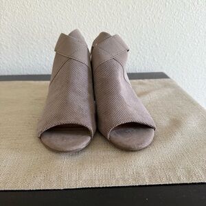 Women's Taupe Peep-Toe Ankle Boots